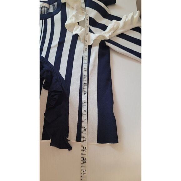 Milly Abstract Ruffled Striped Women's Pullover Size 6 - Picture 8 of 9